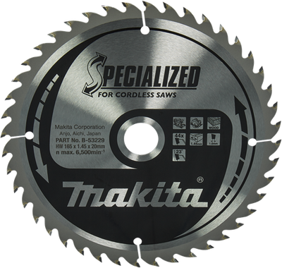 Makita Zubehör Kreissägeblatt Holz | Spezialisiert 165x20x1,45 44t 23g - B-53229 B-53229