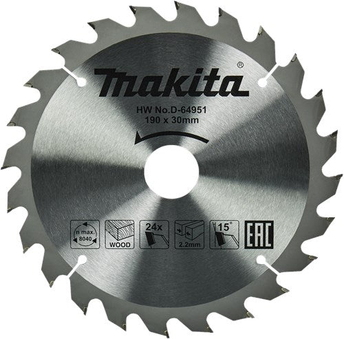 Makita Zubehör Kreissägeblatt Holz | Standard, 190x30x2,2 T24 15g - D-64951 - D-64951