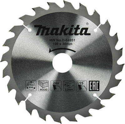 Makita Zubehör Kreissägeblatt Holz | Standard, 190x30x2,2 T24 15g - D-64951 - D-64951