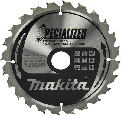 Makita Zubehör Kreissägeblatt | Holz | Spitze 190x30x2,0 24t 23g - b-33118