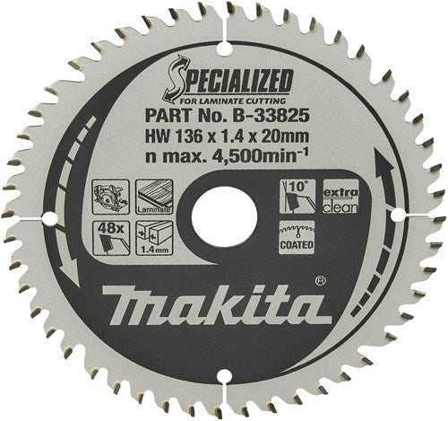 Makita Zubehör Kreissägeblatt | Laminat | 136x20x1,45 48t 10g - b-33825