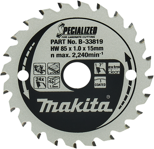 Makita Zubehör Kreissägeblatt Laminat | spezialisiert 85x15x1,0 24t 7g - b-33819 b-33819