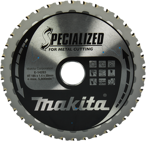 Makita Zubehör Kreissägeblatt Stahl | spezialisiert 185x30x1,4 38t 0g - e-14283 e-14283