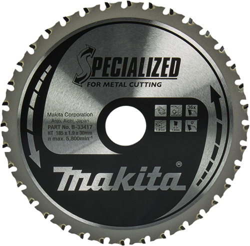 Makita Zubehör Kreissägeblatt Stahl | Spezialisiert 185x30x1,9 36t 0g - B-33417 B-33417