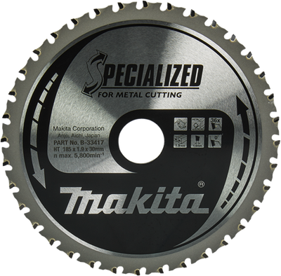 Makita Zubehör Kreissägeblatt Stahl | Spezialisiert 185x30x1,9 36t 0g - B-33417 B-33417