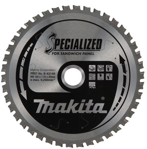Makita Zubehör Kreissägeblatt | für Sandwichelemente | 165x20x1,75mm | 42 Zähne - b-63149 - b-63149