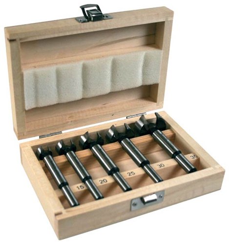 Makita Zubehör D-47363 5-teiliges Scharnierlochbohrset in Holzkassette – 15–35 mm – D-47363