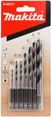 Makita Zubehör D-62371 Holzspiralbohrer-Set 7-teilig 1 4'' – D-62371