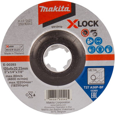Makita-Zubehör e-00393 | Schleifscheibe | x-lock | 125x6,0x22,23mm | Stahl - e-00393