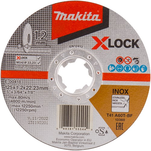 Makita-Zubehör e-00418 | Trennscheibe | x-lock | 125x1,2x22,23mm | Edelstahl | 10 Stück - e-00418