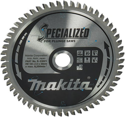 Makita Zubehör Tauchsägeblatt | Aluminium | 165x20x2,4 56t -3g - b-33021