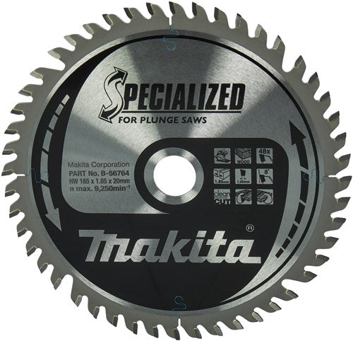 Makita Zubehör Tauchsägeblatt | Holz | 165x20x1,85 48t - b-56764