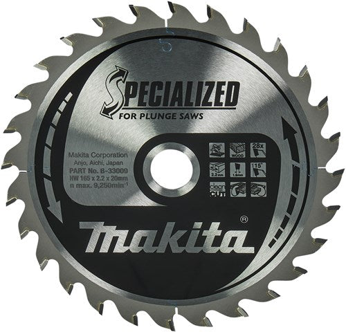 Makita Zubehör Tauchsägeblatt | Holz | 165x20x2,2 28t 23g - b-33009