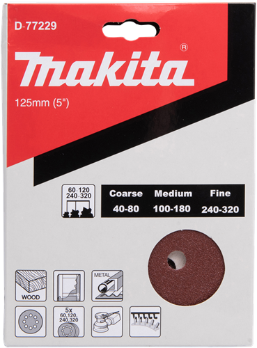 Zubehör für Makita-Schleifscheibe 125 mm mit rotem Klettverschluss – D-77229 – D-77229