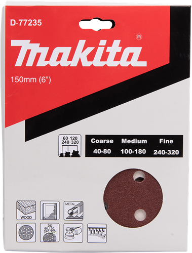 Zubehör für Makita-Schleifscheibe 150 mm mit rotem Klettverschluss – D-77235 D-77235