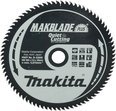 Makita Zubehör Tischkreissägeblatt Holz – Makblade-Plus 260 x 30 x 2,8 80 Zähne 15 g – B-32655