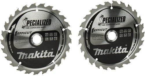 Makita Zubehör Doppelpack Kreissägeblätter Holz | Wirkung 165x20x1,4 25t 23g - b-62985-2