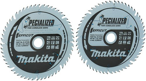 Makita Zubehör Doppelpack Kreissägeblatt Holz Efficut 165x20x1,45 56t 23g – B-57336-2