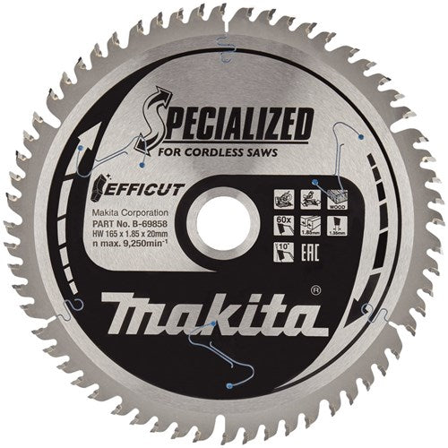 Zubehör für Makita-Sägemaschine Efficut 165 x 20 x 1,85 60 Tonnen – B-69858 – B-69858