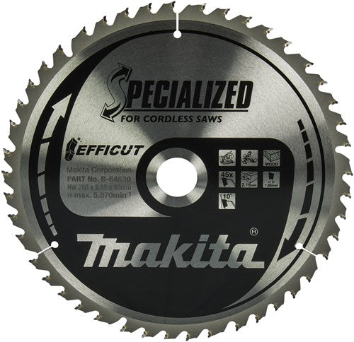 Zubehör für Makita-Sägemaschine Efficut 260 x 30 x 2,15 45 Zähne 10 g – B-64624 – B-64630