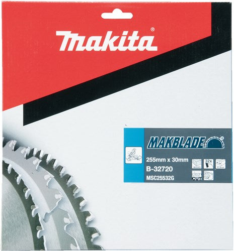 Makita Zubehör Kappsägeblatt Holz | Makblade 255x30x2,3 32t 5g - b-32720 b-32720