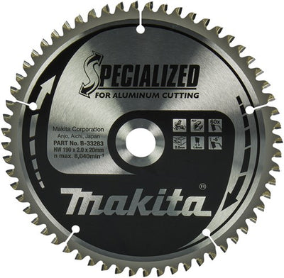 Makita Zubehör Kappsägeblatt | Aluminium | 190x20x2,0 60t -5g - b-33283