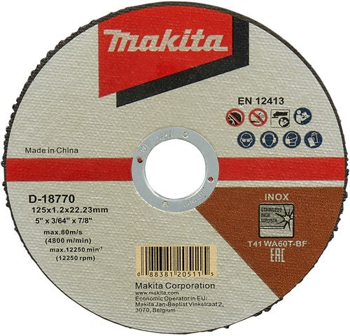 Makita Zubehör Trennscheibe Edelstahl 125x22,23x1,2mm, 100 Stück - D-18770-100