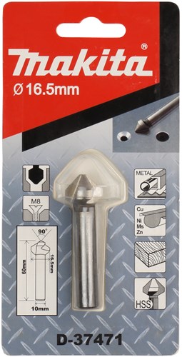 Makita Zubehör Senkbohrer 3-Schnitt-Länge 60 mm Gewindegröße M8 Durchmesser 16,5 mm – D-37471