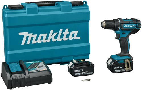 Makita ddf482rfe 18 V Bohr-/Schraubendreher 3,0 Ah Akku (2 Stück), Schnellladegerät, Koffer