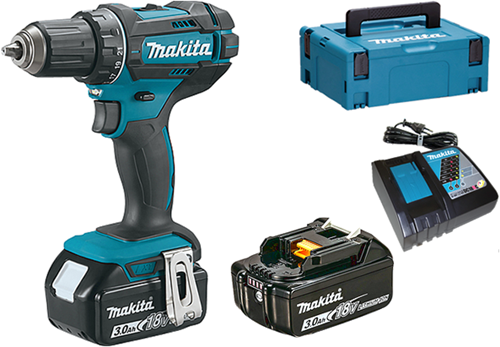 Makita ddf482rfj 18 V Bohr-/Schraubendreher 3,0 Ah Akku (2 Stück), Schnellladegerät, Mbox