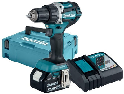 Makita ddf484rf1j 18-V-Bohrschrauber, bürstenloser 3,0-Ah-Akku (1 Stück), Schnellladegerät, Mbox