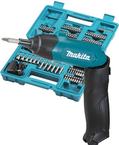 Makita df001dw 3,6-V-Schraubendreher mit integriertem 1,5-Ah-Li-Ionen-Akku, Ladegerät, Koffer, 81-teilig gem. eingestellt - df001dw