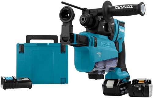 Makita mr182twju Akku-Kombi-Bohrhammer 18 V | sds-plus | 5,0 Ah in Mbox mit Staubabsaugung – hebr182twju