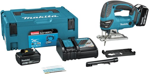 Makita djv180rtj | 18-V-Stichsäge | D-Griff | 5,0 Ah Akku (2 Stück) Schnellladegerät | in mbox djv180rtj