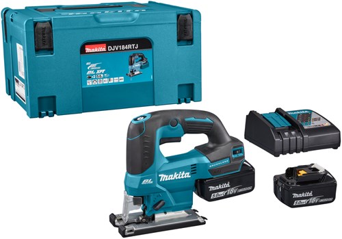 Makita djv184rtj | 18V-Stichsäge | D-Griff | 5,0 Ah Akku (2 Stück) | Schnellladegerät | in mbox djv184rtj