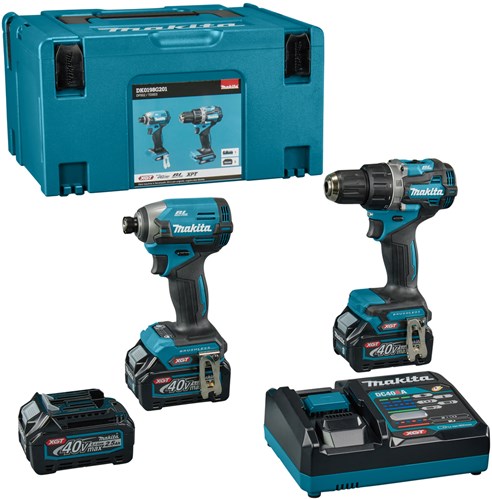 Makita dk0198g201 | 40 V max. Combset-Bohrer und (Schlag-)Schrauben | 3 x 2,5 Ah Akku + Schnellladegerät – dk0198g201