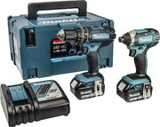 Makita DLX2131JX 18V Akku-Schlagbohrschrauber DHP482 + Schlagschrauber DTD152 Kombiset (2x 3,0Ah Akku) in MBox - afbeelding 1