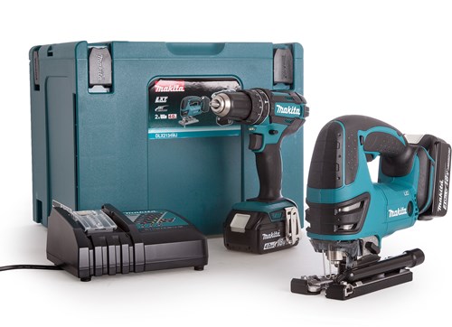Makita dlx2134tj | Akku-Schlagbohrmaschine DHP482 + Akku-Stichsäge DJV180 | 18 V 5,0 Ah Li-Ion