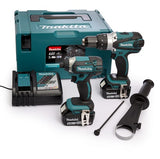 Makita dlx2145tj Kombinationsset | Akku-Schlagbohrschrauber DHP458 + Akku-Schlagschrauber DTD152 | 18 V 5,0 Ah Li-Ion - afbeelding 1