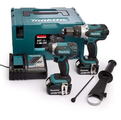 Makita dlx2145tj Kombinationsset | Akku-Schlagbohrschrauber DHP458 + Akku-Schlagschrauber DTD152 | 18 V 5,0 Ah Li-Ion