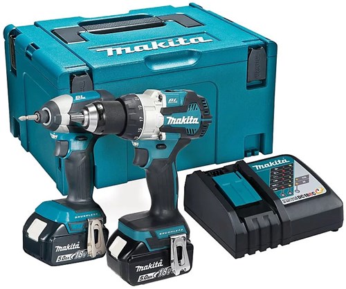 Makita dlx2507tj 18 V Kombipaket DHP489 Schlagbohrmaschine + dtd153z Schlagschrauber 5,0 Ah Akku (2 Stück), in Mbox