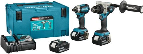 Makita dlx2550tj 18 V Kombinationsset DHP492 (Schlag) Bohrmaschine/Schraubendreher + dtd153 Schlagschrauber (3x 5,0 Ah Akku und Ladegerät) in Mbox – dlx2550tj