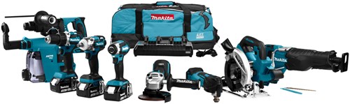 Makita dlx8026tw1 18V Kombiset für (Schlag-)Schrauben, (Schlag-)Bohrmaschinen, Schleifen, Sägen und Montieren mit Multitool 5,0 Ah Akkus (3 Stk.) – dlx8026tw1