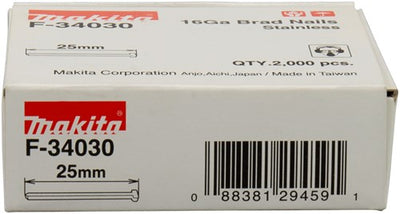 Makita Zubehör Brad Edelstahl Länge 25 mm Version Edelstahl A2 Drahtstärke 1,61 mm – F-34030