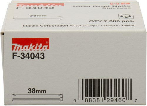 Makita Zubehör Brad Edelstahl Länge 38 mm Version Edelstahl A2 Drahtstärke 1,61 mm – F-34043