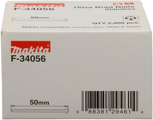 Makita Zubehör Brad Edelstahl Länge 50 mm Version Edelstahl A2 Drahtstärke 1,61 mm – F-34056
