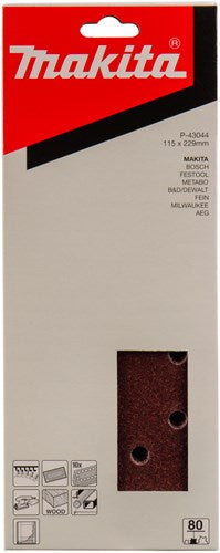 Makita Zubehör Schleifblatt K80 115x228 rot v. - P-43044
