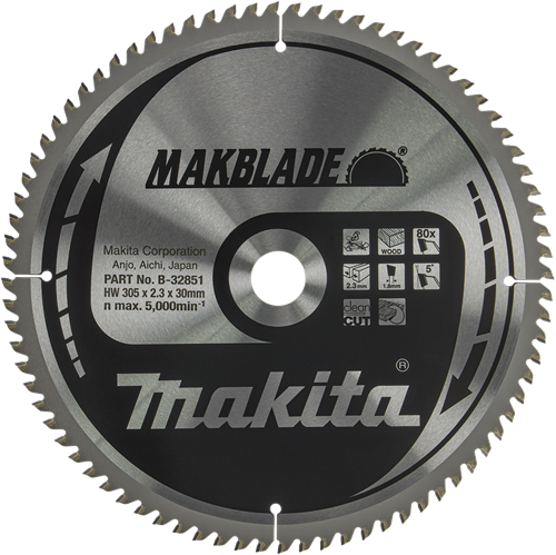 Makita sägeblatt holz 305x30x2,3 80t 5g - b-32851