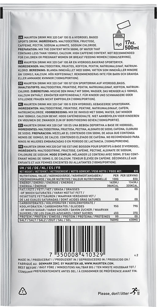 Maurten Getränkemischung 320 Caf 100 Hydrogel-Getränkepulver + Koffein 83 g