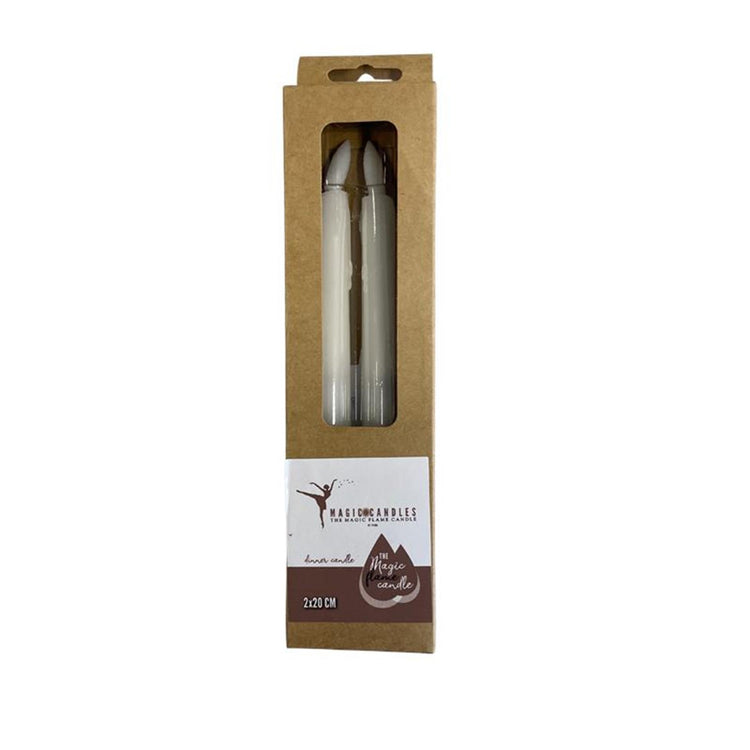 Kerzen mit magischer Flamme, LED-Dinner-Tropfen, 20 cm, weiß, 2er-Set
